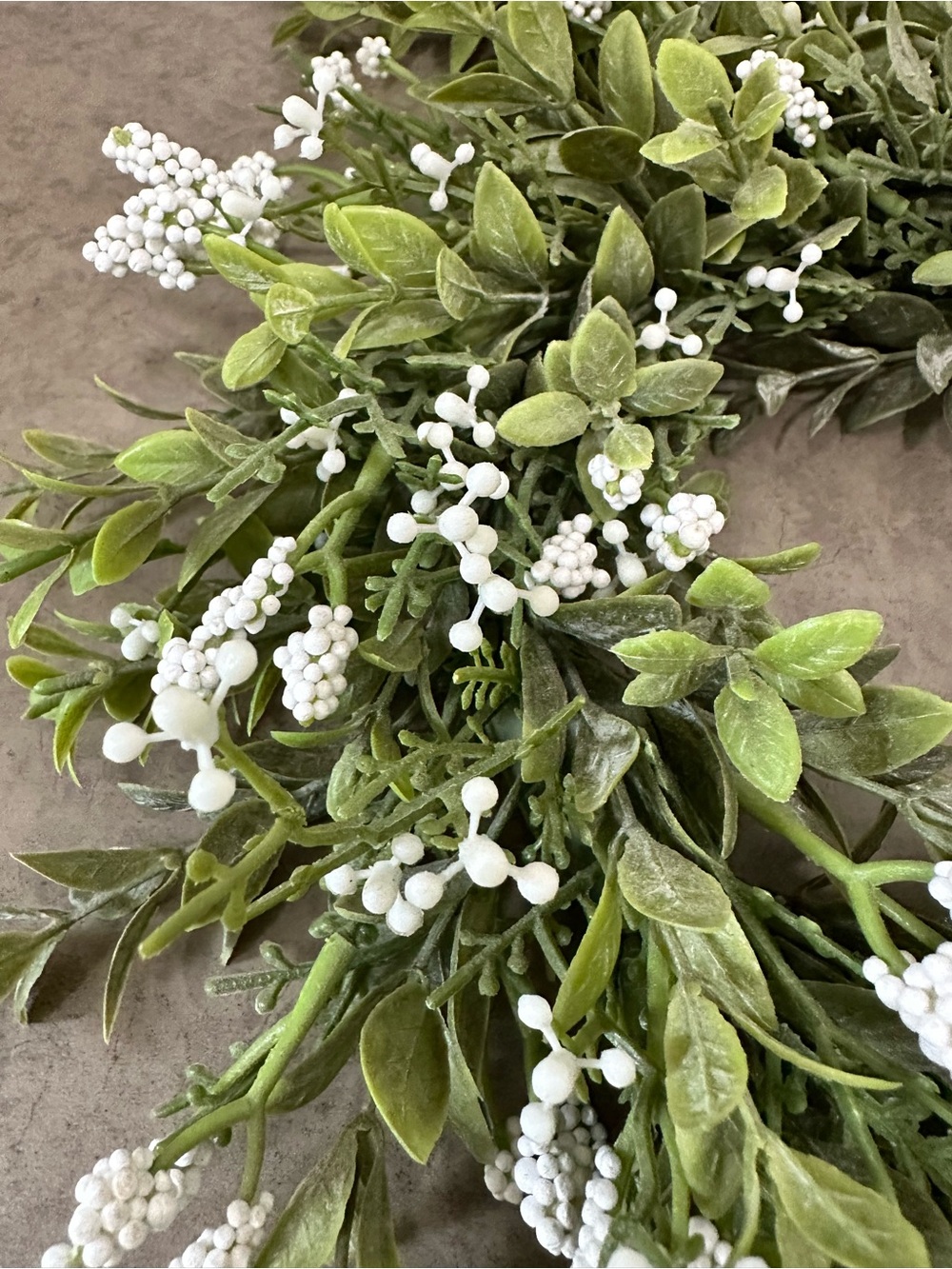 Lush Green Boxwood Wreath with White Berry Accents Faux 12-13” Set of 2 Match - Picture 5 of 15